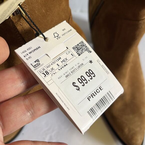 NWT MNG aka Mango “Larson” suede ankle boots - Picture 11 of 11